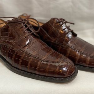 Mezlan Platinum Genuine Alligator Split Toe Dress Shoes